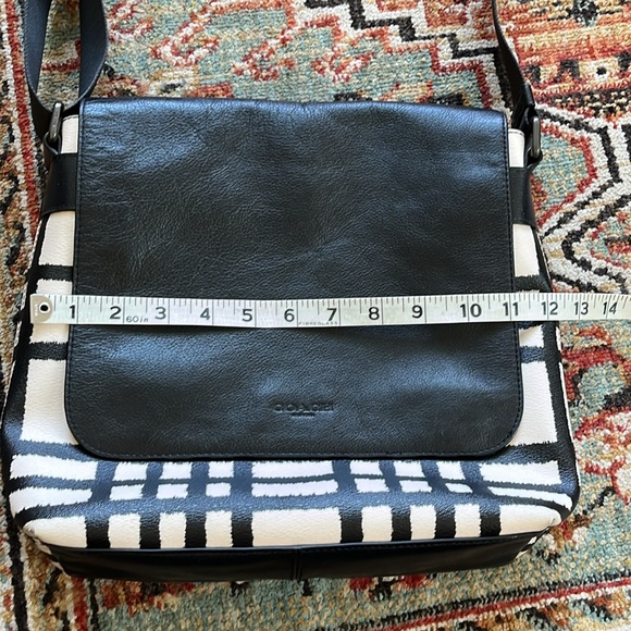 Coach Charles Black White Plaid Messenger Bag F11186 - Picture 13 of 14